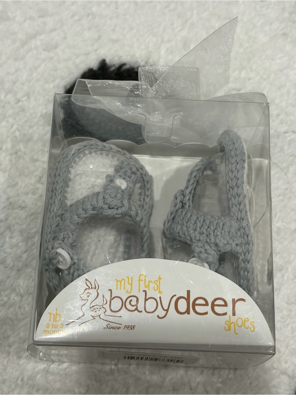 Baby Deer Light Gray Knit Mary Jane Baby Shoes